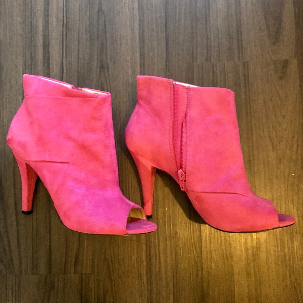 Hot Pink faux suede Booties